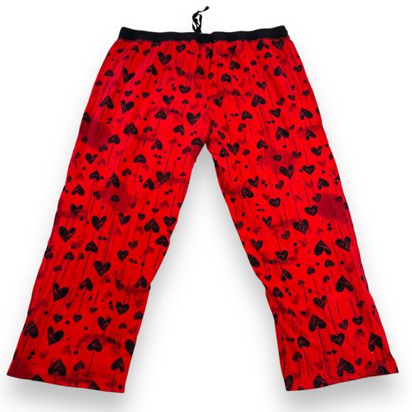 Disneys Tinker Bell Womens Pajama Lounge Pants Capris Red Black Heart Print 2X - Picture 5 of 11